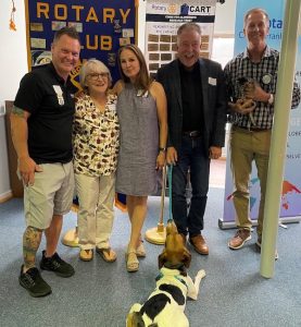 Club President Jacob Reiche,
Romaine Dunn, Stacy Grissim, Ed Racht, and Rotarian Steve Grissim